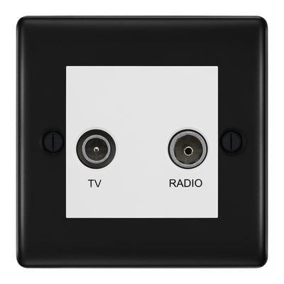 BG Nexus Metal Matt Black TV & FM Socket NFB66W by British General (BG-NFB66W)