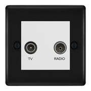 BG Nexus Metal Matt Black TV & FM Socket NFB66W by British General (BG-NFB66W)
