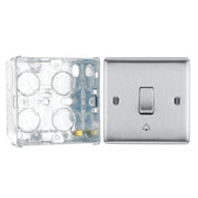 BG Nexus Brushed Steel 10AX Bell Push Switch NBS14 with 35mm Steel Back Box