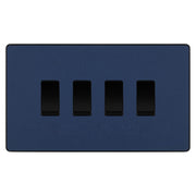 BG Evolve Matt Blue 4 Gang Light Switch 1x Intermediate 3x 2 Way Custom Grid Switch by British General (BG-Evolve-DB-4G-CUSTOM-1x INT-3x 2WAY SP)