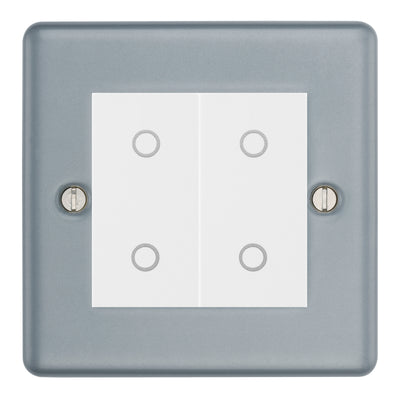 BG Metal Clad 2 Gang Light Switch Double Master Touch Dimmer - White Insert