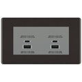 BG Screwless Black Nickel 4G Faceplate with 45W USB A+C Charger Modules – Grey Insert