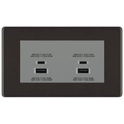 BG Screwless Black Nickel 4G Faceplate with 45W USB A+C Charger Modules – Grey Insert by British General (BG-FBNEMR4+EMUSBAC45G)