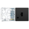 BG Evolve Black Chrome 13A Unswitched Spur with Neon and Flex Outlet PCDBC54B with 35mm Steel Back Box