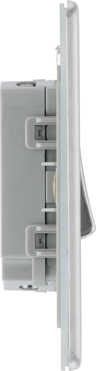 BG Electrical FBS42 Nexus Screwless Flat-Plate Double Light Switch Brushed Steel 2 Way 10A