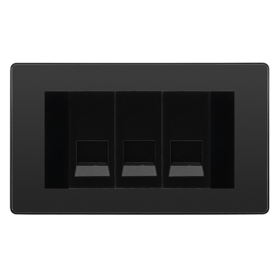 BG Evolve Black Chrome 3 Gang Master Telephone Socket - Black Insert