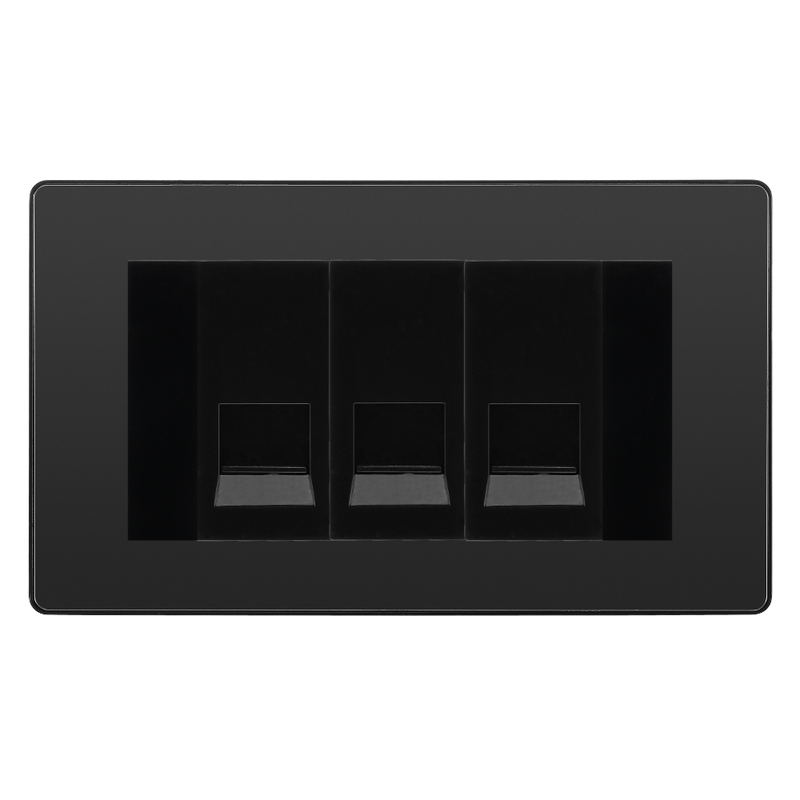 BG Evolve Black Chrome 3 Gang Master Telephone Socket - Black Insert