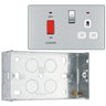 BG Screwless Polished Chrome 45A DP Cooker Neon Socket Switch FPC70W with 35mm Steel Back Box
