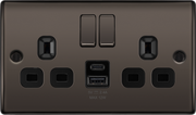 BG NBN22UAC12B Black Nickel Double Socket with USB 12W Type A & Type C USB by British General (BG-NBN22UAC12B-1)