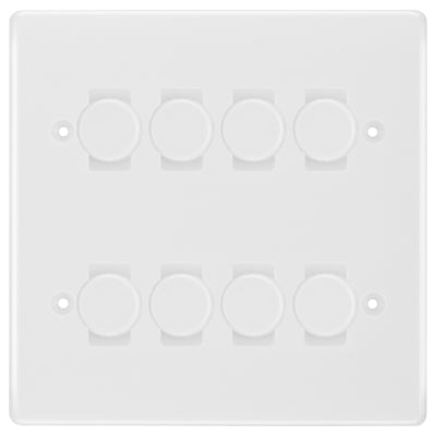 BG White 8 Gang Trailing Edge LED Dimmer Light Switch 2 Way Custom Switch by British General (BG-NEXUS-WM-8G-CUSTOM-8xDIMMER-2WAY)