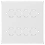 BG White 8 Gang Trailing Edge LED Dimmer Light Switch 2 Way Custom Switch by British General (BG-NEXUS-WM-8G-CUSTOM-8xDIMMER-2WAY)