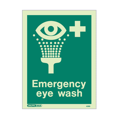 Extinguishers & Equipment: Emergency Eye Wash Signs With Text - Landscape (80x200mm) by Jalite signs (Safelincs-JS4366MR)