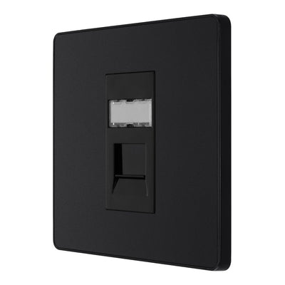 BG Evolve Matt Black RJ45 Cat6 Single Data Outlet PCDMBRJ451B with 35mm Steel Back Box