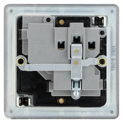 BG Screwless Black Nickel 13A Single Socket FBN21B with 25mm Steel Back Box