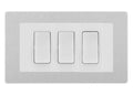 BG Evolve Brushed Steel 3 Gang Intermediate Light Switch Custom Grid - White Insert