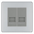 BG Screwless Polished Chrome Double RJ11 Telephone Socket FPCRJ112 - Grey Insert