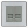 BG Screwless Polished Chrome Double RJ11 Telephone Socket FPCRJ112 - Grey Insert by British General (BG-FPCRJ112G)