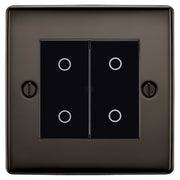 BG Nexus Black Nickel Double Master Touch Dimmer Switch Black Inserts NBNTDM2B by British General (BG-EMTDMB+NBNEMS2)