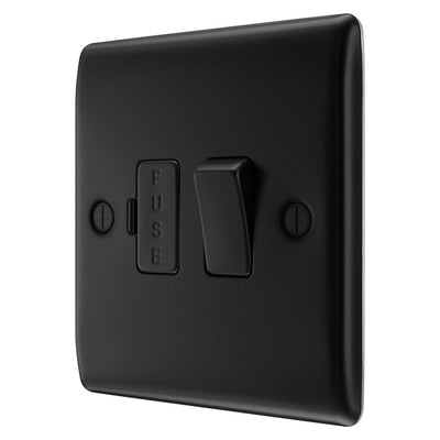 BG Nexus Matt Black 13A Switched Fused Connection Unit NFB50 with 35mm Steel Back Box