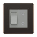 BG Black Nickel Screwless 2 Gang Custom Switch 1x 2 Way Switch 1x Secondary Touch Dimmer Grey Inserts
