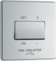 Newlec British General FPC15 Nexus Flatplate Screwless Polished Chrome 10A 3 Pole Fan Isolator Switch