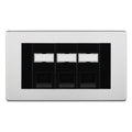 BG Screwless Brushed Steel 3 Gang RJ45 Cat5e Data Socket Black Inserts