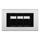 BG Screwless Brushed Steel 3 Gang RJ45 Cat5e Data Socket Black Inserts