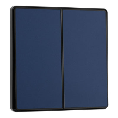 BG Evolve Matt Blue 2 Way Double Edge to Edge Rocker Switch PCDDB42EB with 35mm Steel Back Box