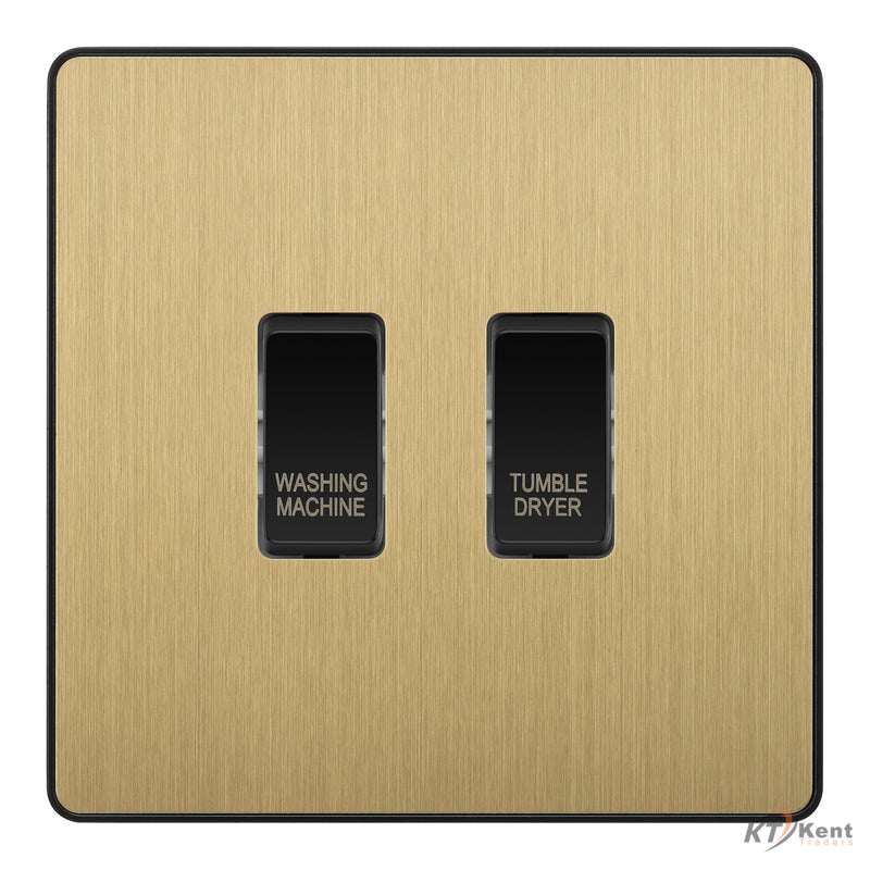 BG Evolve Satin Brass Custom Appliance Grid Switch 2 Gang Screwless