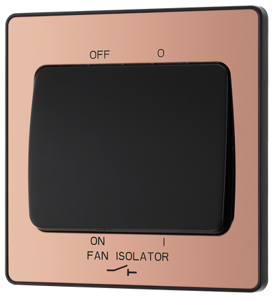 BG Evolve PCDCP15B Polished Copper 10A 3 Pole Fan Isolator - Black Insert