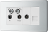 BG FPC69 Screwless Flat-Plate Quadplex TV/FM/Sat Socket (x2) + Return & 1 Gang Tel. - Screened by British General (BG-FPC69-Shopify-SA_1)