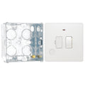 BG Evolve Pearlescent White 13A Switched Spur with Neon and Flex Outlet PCDCL52W with 35mm Steel Back Box