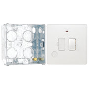 BG Evolve Pearlescent White 13A Switched Spur + Neon PCDCL52W with 35mm Steel Back Box