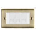 BG Nexus Antique Brass 3 Gang RJ11 Telephone Socket Euro Module - White Insert