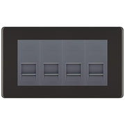 BG Screwless Black Nickel 4 Gang IDC Secondary Telephone Socket - Grey Insert by British General (BG-FBNBTS4G)