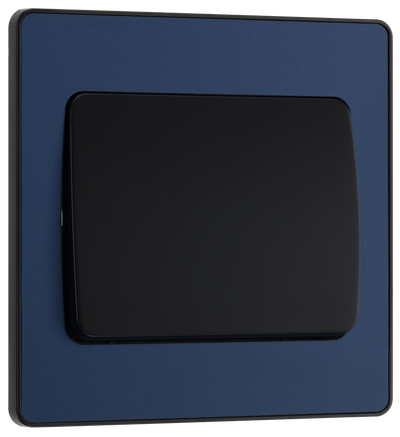 PCDDB12WB Front - This Evolve Matt Blue 20A 16AX single light switch from British General will operate one light in a room. The 2 way switching allows a second switch to be added to the circuit to operate the same light from another location (e.g. at the top and bottom of the stairs). 