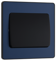 BG PCDDB12WB Matt Blue Evolve 1 Gang 20A 16AX 2 Way Wide Rocker Light Switch - Black Insert