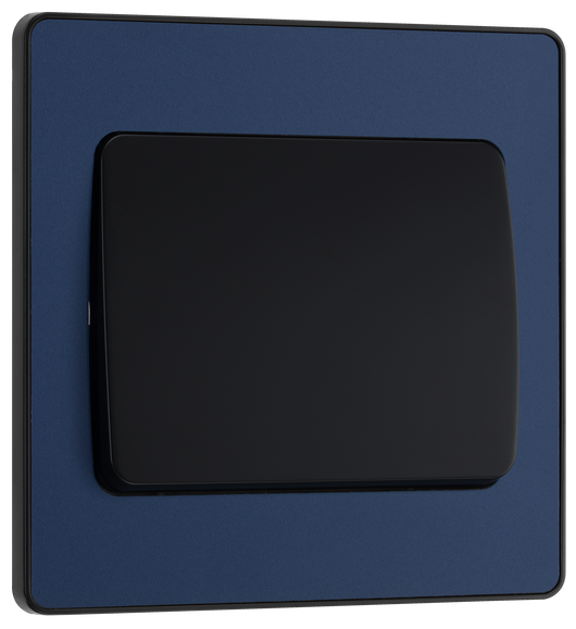 PCDDB12WB Front - This Evolve Matt Blue 20A 16AX single light switch from British General will operate one light in a room. The 2 way switching allows a second switch to be added to the circuit to operate the same light from another location (e.g. at the top and bottom of the stairs). 