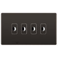 BG Nexus Screwless Black Nickel 4 Gang Flex Outlet Socket