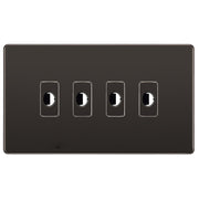 BG Nexus Screwless Black Nickel 4 Gang Flex Outlet Socket by British General (BG-SCL-BN-4G-FLEX-OUTLET-SOCKET)