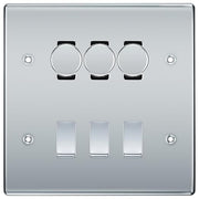 BG Nexus Polished Chrome 6 Gang Switch 3x Trailing Edge LED Dimmer 3x Intermediate Custom Grid Switch by British General (BG-Nexus-PC-6G-CUSTOM-3x-Dimmer-3x-INT)