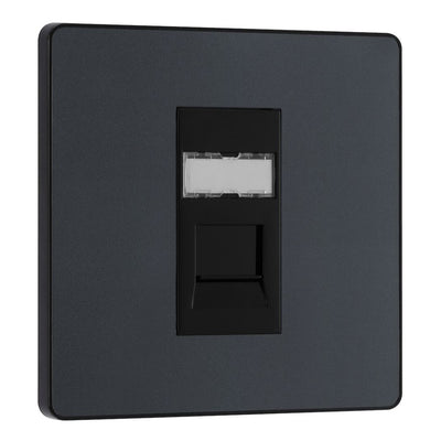BG Evolve Matt Grey RJ45 Cat6 Single Data Outlet PCDMGRJ451B with 35mm Steel Back Box