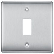 BG RNBS1 Nexus Grid Brushed Steel 1 Module Front Plate by British General (BG-RNBS1-Shopify-SA_1)