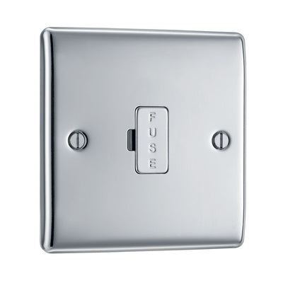 BG Nexus Polished Chrome 13A Unswitched Fused Connection Unit NPC54 with 35mm Steel Back Box