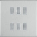 BG Screwless Brushed Steel 6 Gang Engraved Custom Labelled Appliance Grid Switch