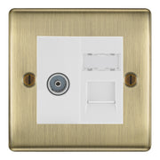 BG Nexus Antique Brass TV Aerial & RJ45 CAT6 Data Socket - White Insert