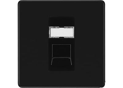 BG Screwless Matt Black Single 1 Gang RJ45 Data Socket FFBRJ451B Black Insert by British General (BG-FFBRJ451B)