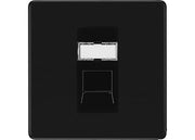 BG Screwless Matt Black Single 1 Gang RJ45 Data Socket FFBRJ451B Black Insert by British General (BG-FFBRJ451B)