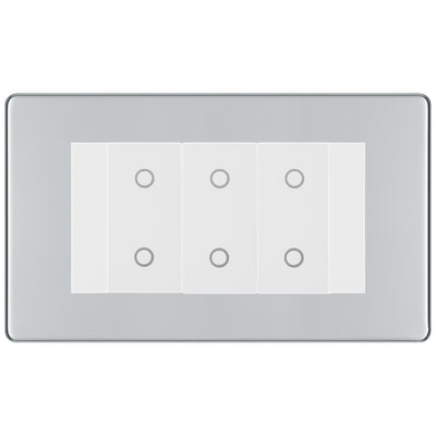 BG Nexus Screwless Polished Chrome Triple Secondary Touch Dimmer Switch - White Insert by British General (BG-EMTDSW+FPCEMR4)