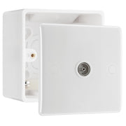 BG Electrical Single Isolated Co-Axial TV Socket Outlet & 50mm Pattress Back Box by British General (BG-862+877)